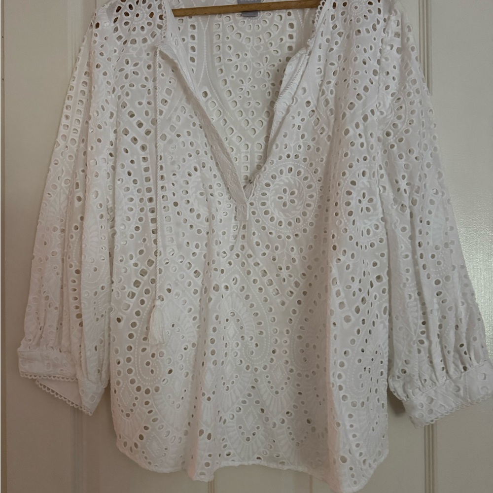White Eyelet Women's Top
